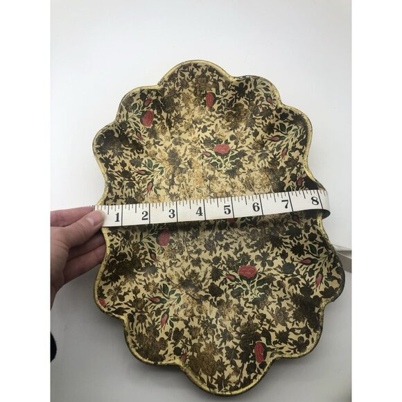 Vintage Highmount 12” X 8” Chintz Tray Gold Scalloped Roses Made In Japan - Picture 4 of 7